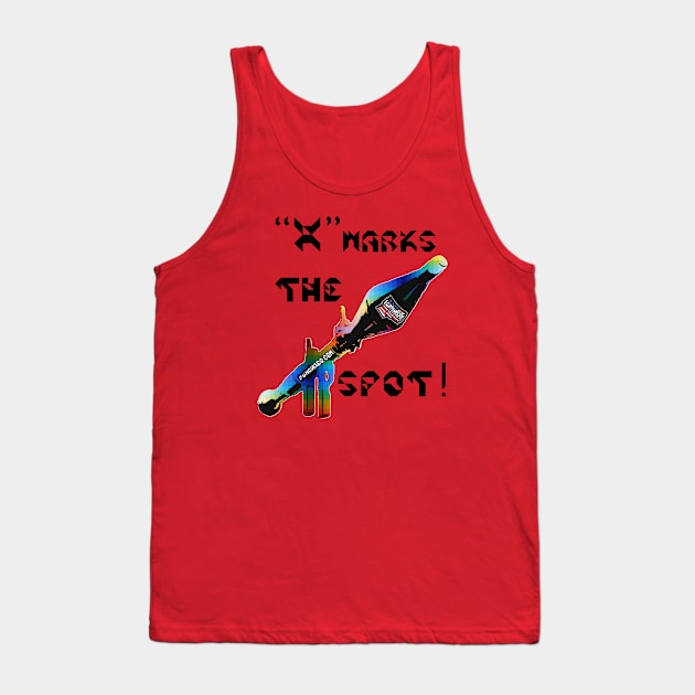 X Marks The Spot, v. Black Text Tank Top by punchado